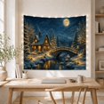 thumbnail image 5 of Winter Cabin Deer in Misty Snowy Forest, Serene Rustic Style for Nature Lovers, Wildlife Wall Art Christmas Gift Tapestry Wall Hanging for Bedroom Living Room, 5 of 7