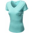 thumbnail image 1 of FashionOutfit Women's Short Sleeve Decorative Button Epaulet Pocket V Neck T Shirt Tops, 1 of 4