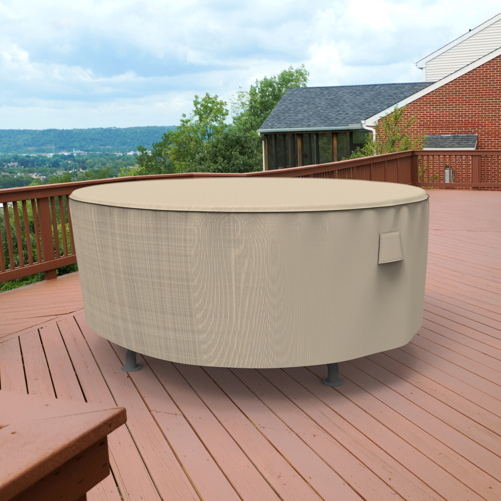 Budge Black Ivory StormBlock™ Mojave Round Patio Table Cover - 72 diam. x 28H in.