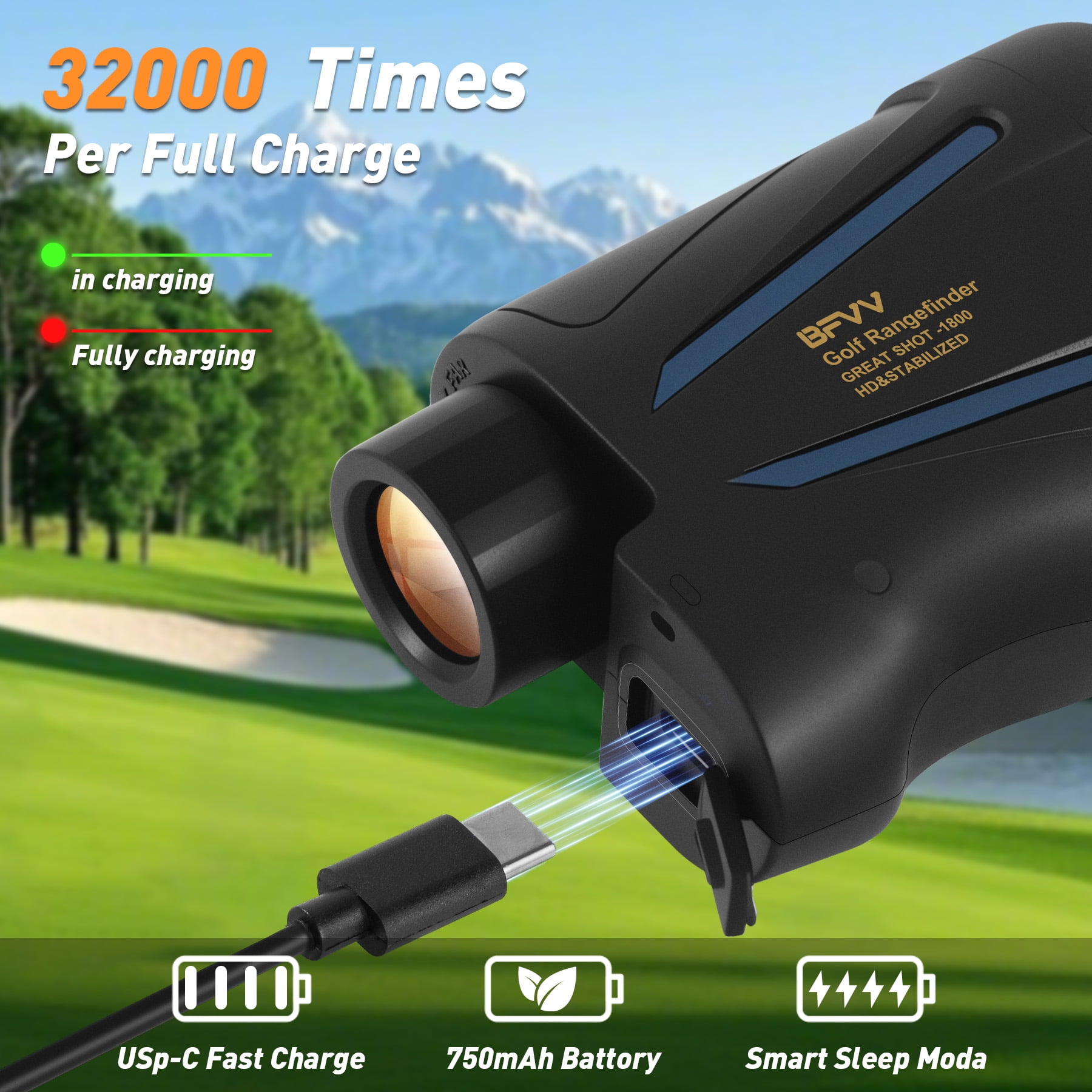BFVV Golf Rangefinder with Slope, 2000 Yards Laser Range Finder Golfing, 6X Magnification, Flag Pole Locking Vibration, Rechargeable Range Finders -IP54 Laser Rangefinder Hunting