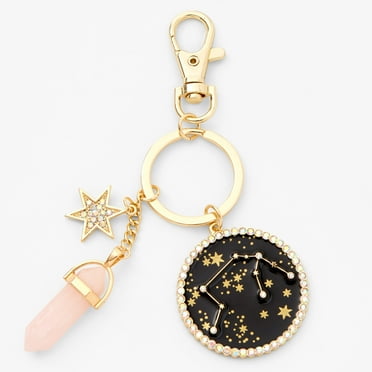 Claire's Tween Accessories Zodiac Keyring with Gemstone Star and Pink Crystal, Acquarius