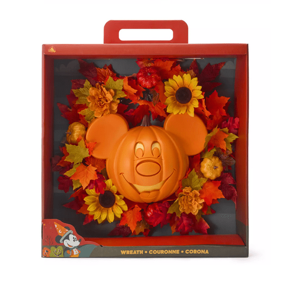 Disney Parks Halloween Mickey Pumpkin Jack-o'-Lantern Light-Up Wreath New w Box