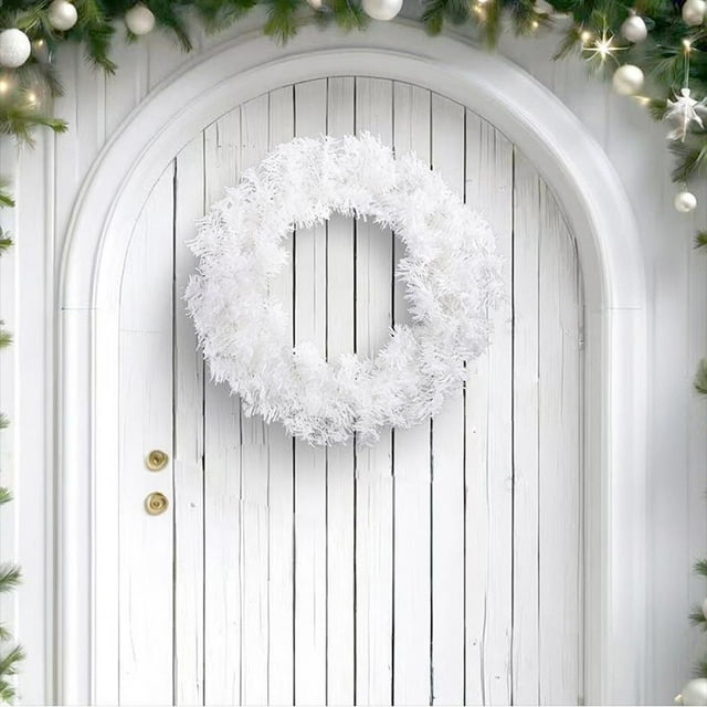 LSLJS Christmas Wreath Blossoms Door Hanging Window Display Decoration Simulation White Wreath Christmas Decorations