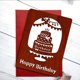 thumbnail image 5 of Tarjeta de felicitación de feliz cumpleaños en madera MDF con diseño de pastel de cumpleaños hueco y palabras. Tarjeta de regalo de cumpleaños escrita a mano en marrón rojizo con sobre., 5 of 6
