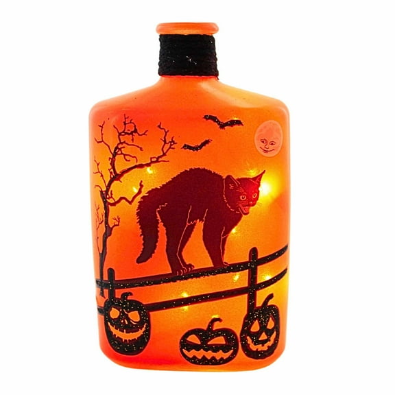 Stony Creek Halloween Pre-Lit Glass Bottle Glass Moon Witch Bats Hsh2276 Cat