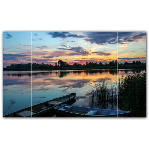 Picture-Tiles.com: Boat Ceramic Tile Wall Mural WAL500227-53M. 30"W x 18"H using (15) 6" x 6" Ceramic Tiles-Satin Finish