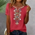 thumbnail image 2 of CONZONE Womens Summer Cotton Linen T-Shirts Short Sleeve T Shirts for Women Casual V Neck Graphic Lightweight Tees Soft Cozy Dailywear, 2 of 4