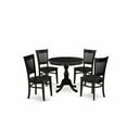 thumbnail image 6 of East West Furniture 5-Piece Kitchen Dining Set- 4 Dining Chair and Modern Round Dining Table - Wooden Seat and Slatted Chair Back (Black Finish), 6 of 10