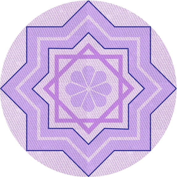 Ahgly Company Indoor Round Patterned Heliotrope Purple Area Rugs, 7' Round