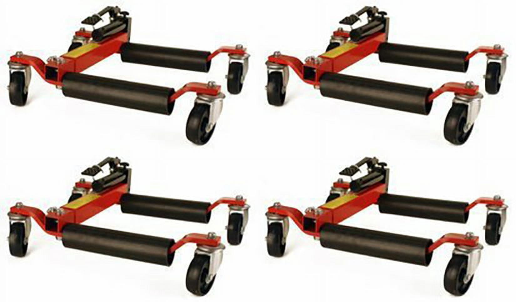 (4) Dragway Tools® 12in. 1500lb. Hydraulic Wheel Dolly Positioning Jacks & Stand