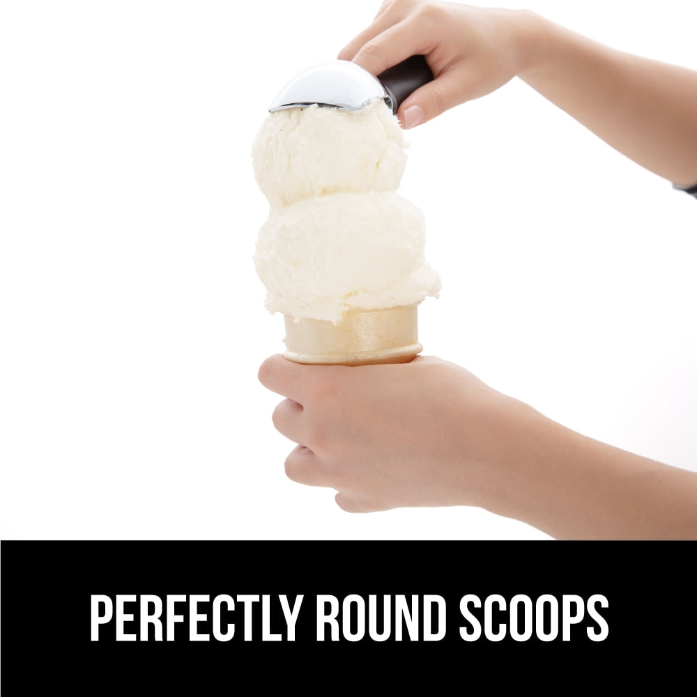 GORILLA GRIP Ice Cream Scoop Professional Grade Ice Cream Scooper for Perfect Round Scoops Black
