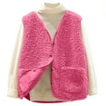 thumbnail image 1 of larppty Womens Sherpa Vest Casual Warm Fuzzy Vest Sleeveless Fleece Jacket Pockets Teddy Coat Gilet for Winter (Pink, 4XL), 1 of 2