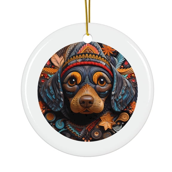 Holiday Dachshund Detailed Magical Season Treasure For Gifts And Surprises Hanging Round Ornament