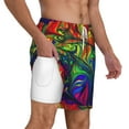 thumbnail image 3 of Gaeub Pride Rainbow Mens Swim Trunks Stretch Beach Shorts Quick Dry for Men Swim Shorts Swimwear with Pockets- Small, 3 of 9