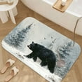 thumbnail image 3 of 1pc Black Bear in Snowy Forest Absorbent Non-Slip Bathroom Thickened Flannel Rug Decor,Soft,Quick Drying,Suitable For Indoor/outdoor Use,Bathrooms,Bedrooms,Kitchens,Terrace,Laundry Rooms,16"x24", 3 of 9