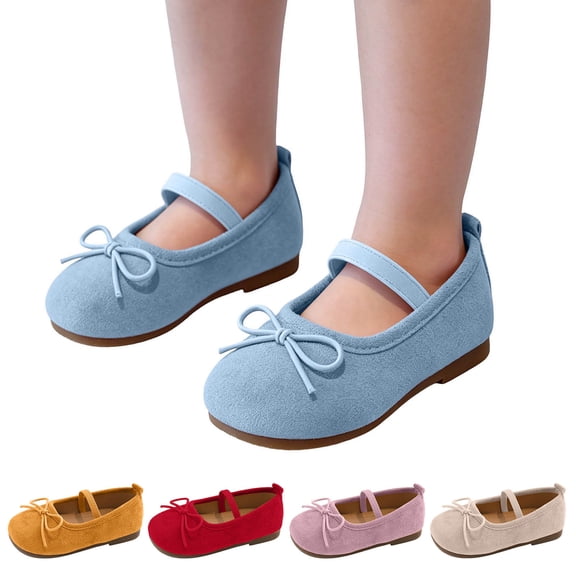 Girls Mary Jane Flat Shoes Cute Bow Round Toe Casual School Flats Ankle Strap Soft Non Slip Sole Fashion Shoes