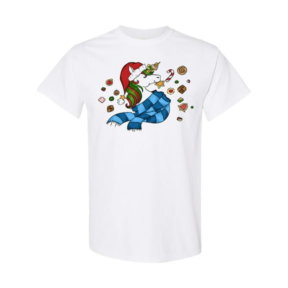 Inktastic Cute Christmas Unicorn with Cookies T-Shirt