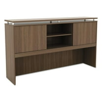 Alera ALESE266615WA Sedina Series 66 in. x 15 in. x 42.5 in. Hutch with Sliding Doors - Modern Walnut