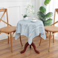 thumbnail image 1 of shiyou-Boho Striped Small Square Tablecloth 24x24 Inch, Premium Linen Blend with Cutwork Embroidery, Dustproof Washable Table Cover for Coffee Nightstand Sofa Side End Tables (Blue), 1 of 4