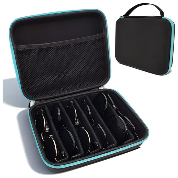 DIYING Storage for Eyeglasses 6 Compartment Adjustable Dividers Organizer Box （Blue）