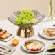 thumbnail image 1 of Platos de frutas y aperitivos, carrito metálico con ruedas, diseño de dos niveles, ideal para la sala de estar, mesa de centro y dulces, almacenamiento portátil, plegable, para oficina., 1 of 9