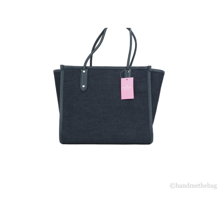 Kate Spade Ella Large Blue Multi Denim Fabric White Logo Shoulder