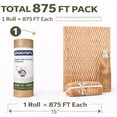 thumbnail image 3 of Recyclable Honeycomb Packing Paper Roll - Brown Kraft Wrapping Paper for Gifts & Products - Eco-Friendly Alternative to Bubble Wrap - Biodegradable & Compostable - Made in USA (15'' x 875''), 3 of 8