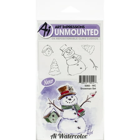 UPC: 0750810795107 | Art Impressions Watercolor Cling Rubber Stamps-Snowman