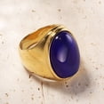 thumbnail image 3 of PAMTIER Unisex Stainless Steel Vintage Classic Oval Cut Blue Agate Gemstone Signet Ring Rhinestones Statement Wedding Band Comfort Fit Gold Size 10, 3 of 4