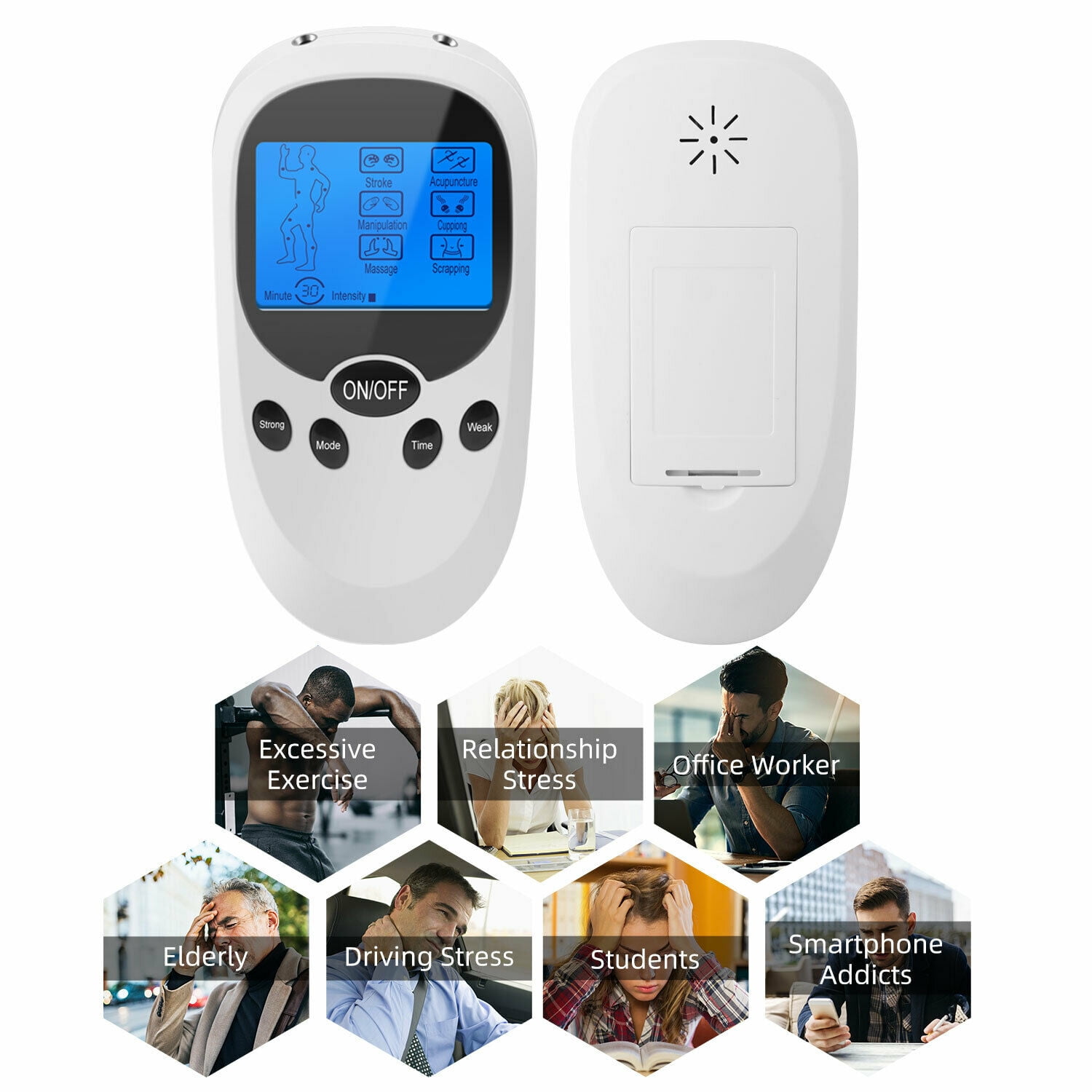 Onemayship Tens Unit Electrical Massager Pulse Muscle Stimulator Back Pain  Relief Electrical Stimulation Muscle Relax Therapy