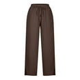 thumbnail image 3 of Posijego Womens Linen Pants Lightweight Casual Wide Leg Elastic Waist Lounge Pants for Women with Pockets, 3 of 6