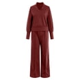 thumbnail image 3 of vigerkar Women 2 Piece Lounge Set Vneck Sweatshirt High Waist Sweatpants Suit Matching Sweatsuit (Wine, XL), 3 of 5
