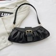 thumbnail image 4 of Bolso de hombro plisado Color sólido PU Cuero Cloud Underarm Bag para fiesta (Negro), 4 of 8