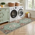 thumbnail image 4 of Hallway Runner Rug Non Slip - Washable 2.6x8 Kitchen Rugs for Living Room, Low-Pile Soft Bedroom Rug Indoor Floor Stain Resistant Carpets for Entryway, Laundry, Bathroom Brown Green, 4 of 18