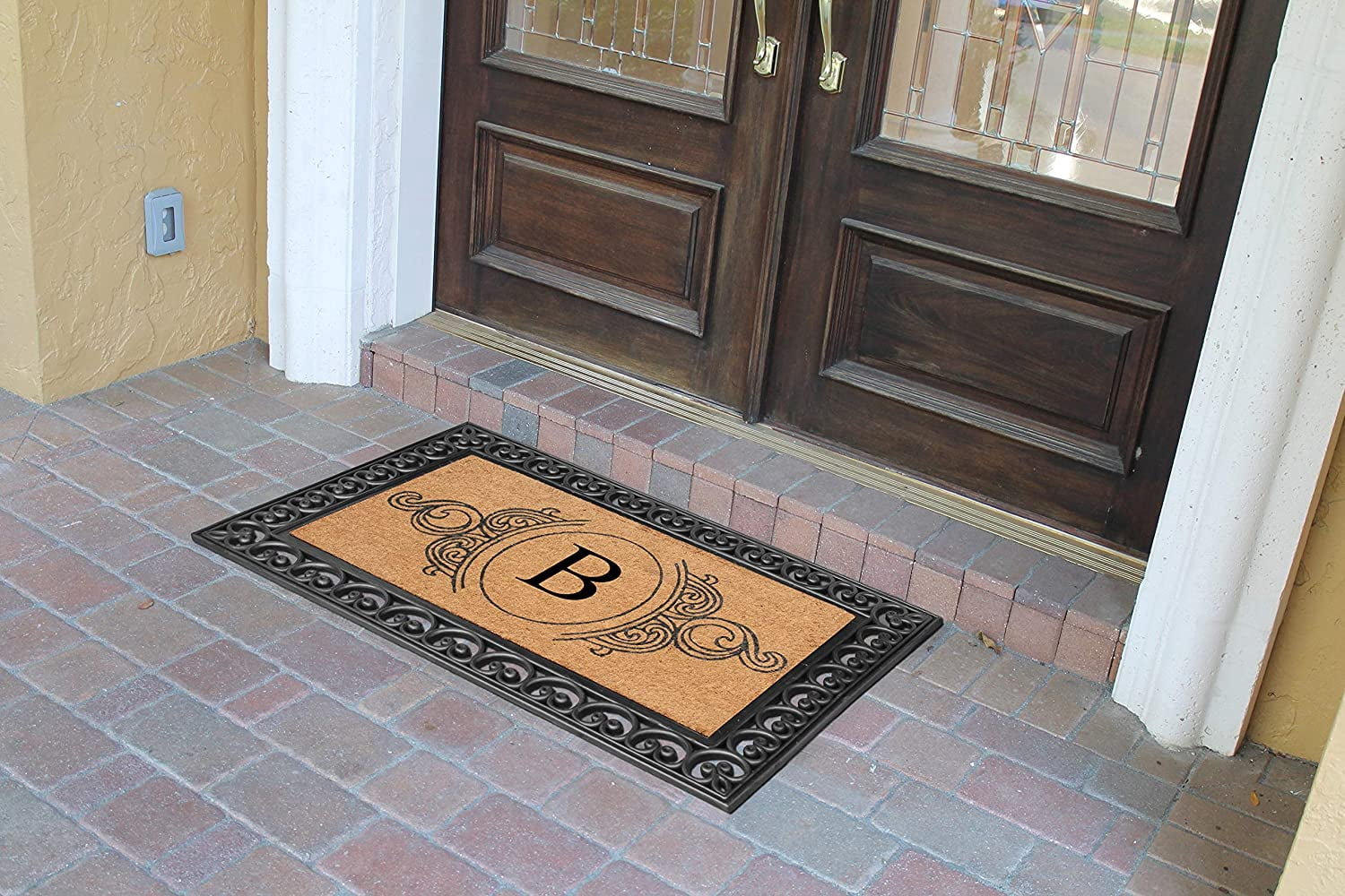 A1HC Rubber and Coir Doormat 30" x 48", Standard Double / Single Front Door Mat for Outdoor Entrance, Personalized Monogrammed Non-Slip Entrymat