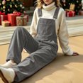 thumbnail image 6 of Women’s Solid Vintage Corduroy Overalls Adjustable Strap Wide Leg Bib Overall Jumpsuits With Pockets Casual Fall Winter Outfits, 6 of 8