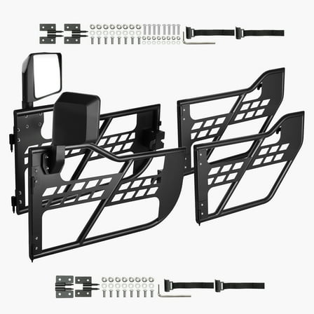 KFFKFF Jeep Tube Doors, 4-Door, Hunting Style Tubular Design with DOT Approved Rear View Mirrors, Compatible with 2018-2024 Jeep Wrangler JL & 2020-2024 Jeep Gladiator JT