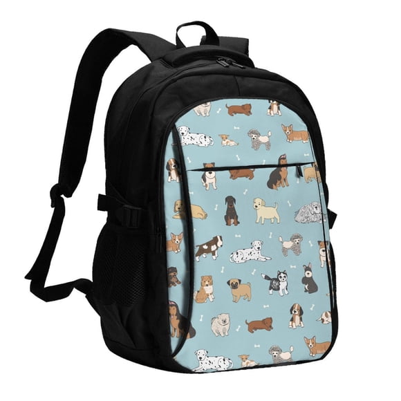 Disketp Dog Pets Mochila de Viaje Estampada para Laptop con Puerto de Carga USB, Mochila Impermeable para Computadora – Regalo para Hombres y Mujeres