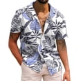 thumbnail image 1 of Camisas De Vestir Para Hombre Manga Larga Hombres Casual Manga corta Primavera Verano Turndown Neck 3D Impreso Camisas Moda Top Blusa Camisas (White, XXL), 1 of 4