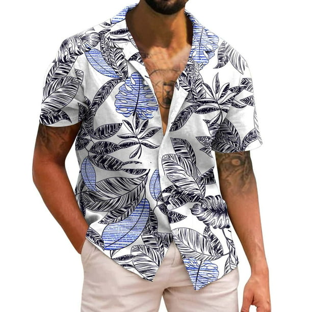 Camisas De Vestir Para Hombre Manga Larga Hombres Casual Manga corta Primavera Verano Turndown Neck 3D Impreso Camisas Moda Top Blusa Camisas White S Bodega Aurrera en linea