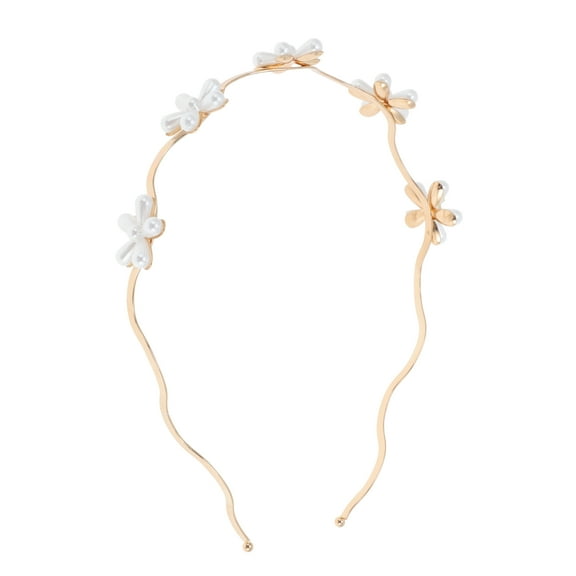 Unique Bargains 1 Pc Cute Flower Curved Side Headbands for Women Gold Tone