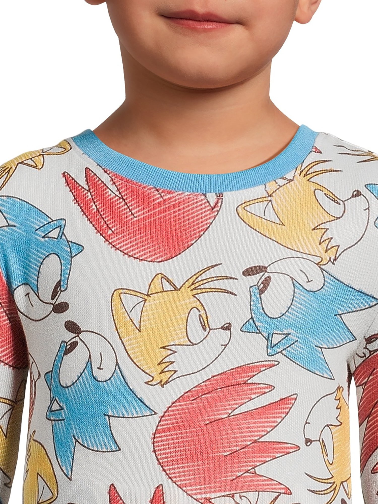 Sonic Toddler Boys Snug Fit Hacci Long Sleeve Pajama Set, 2-Piece, Sizes 12M-5T