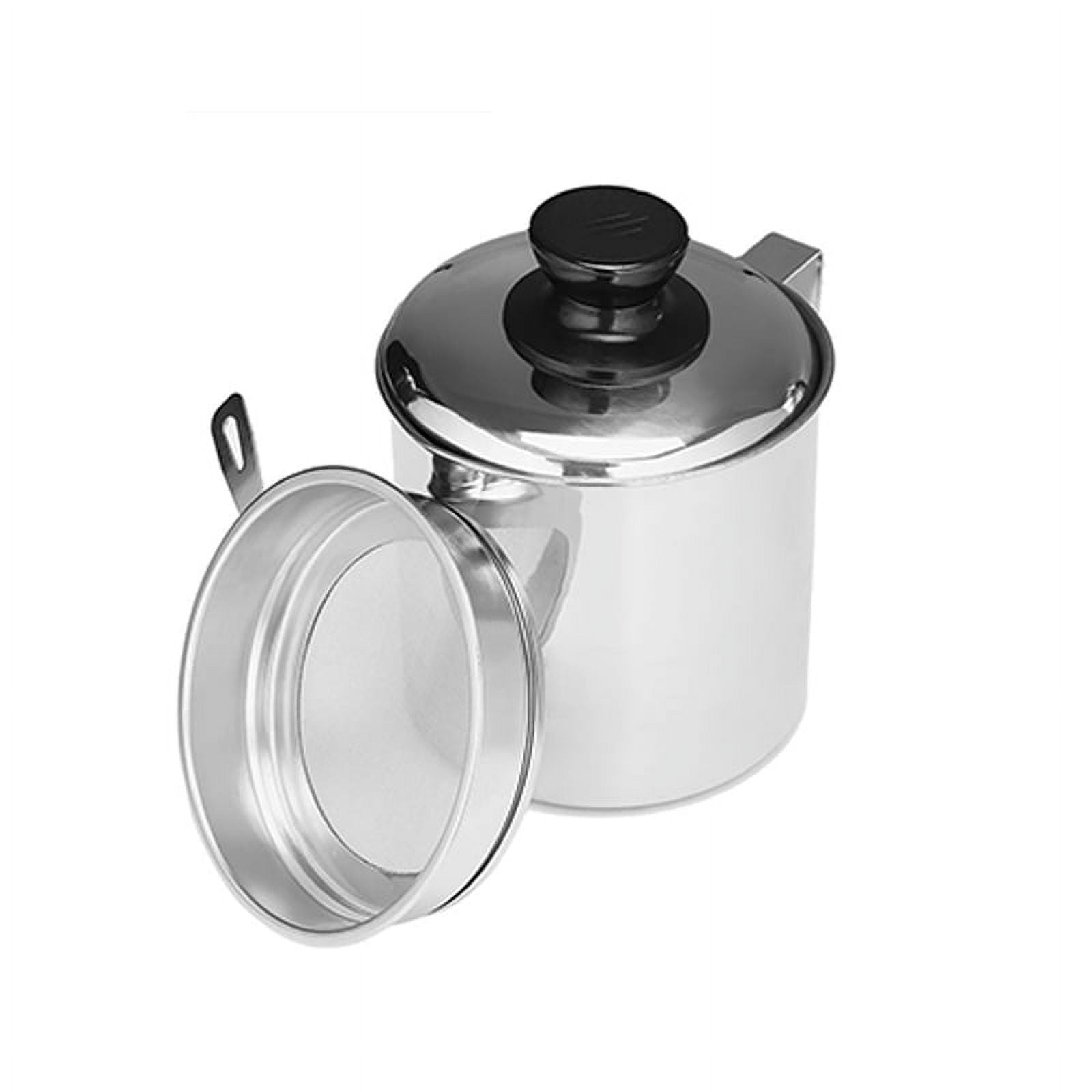Cook N Home Speciality Oil Grease Storage Can with strainer, 3.5 quarts,  Steel,2651