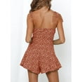thumbnail image 3 of Summer Spaghetti Strap Women Boho Floral Wide Leg Short Romper Smocked Jumpsuit, 3 of 4
