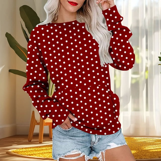 Ailaofu Womens Casual Crewneck Sweatshirt Long Sleeve Tops Cute Pullover Loose Fit