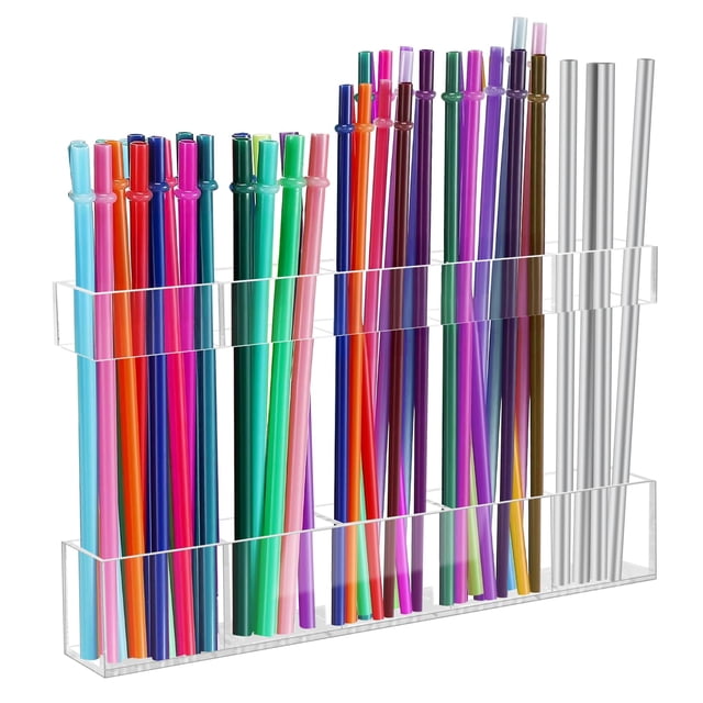 Soporte para pajitas Malldii, acrílico grande, 9.5 pulgadas, para puerta de armario