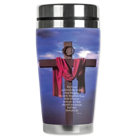 

Mugzie brand 20-Ounce MAX Stainless Steel Travel Mug with Insulated Wetsuit Cover - For God So Loved