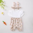thumbnail image 5 of Easter Outfit Baby Girl Short Sleeve Cute Print Bodysuit and Headband Set Girls Summer Clothes Cute Outfits for Girls 0-3 Months, 5 of 8