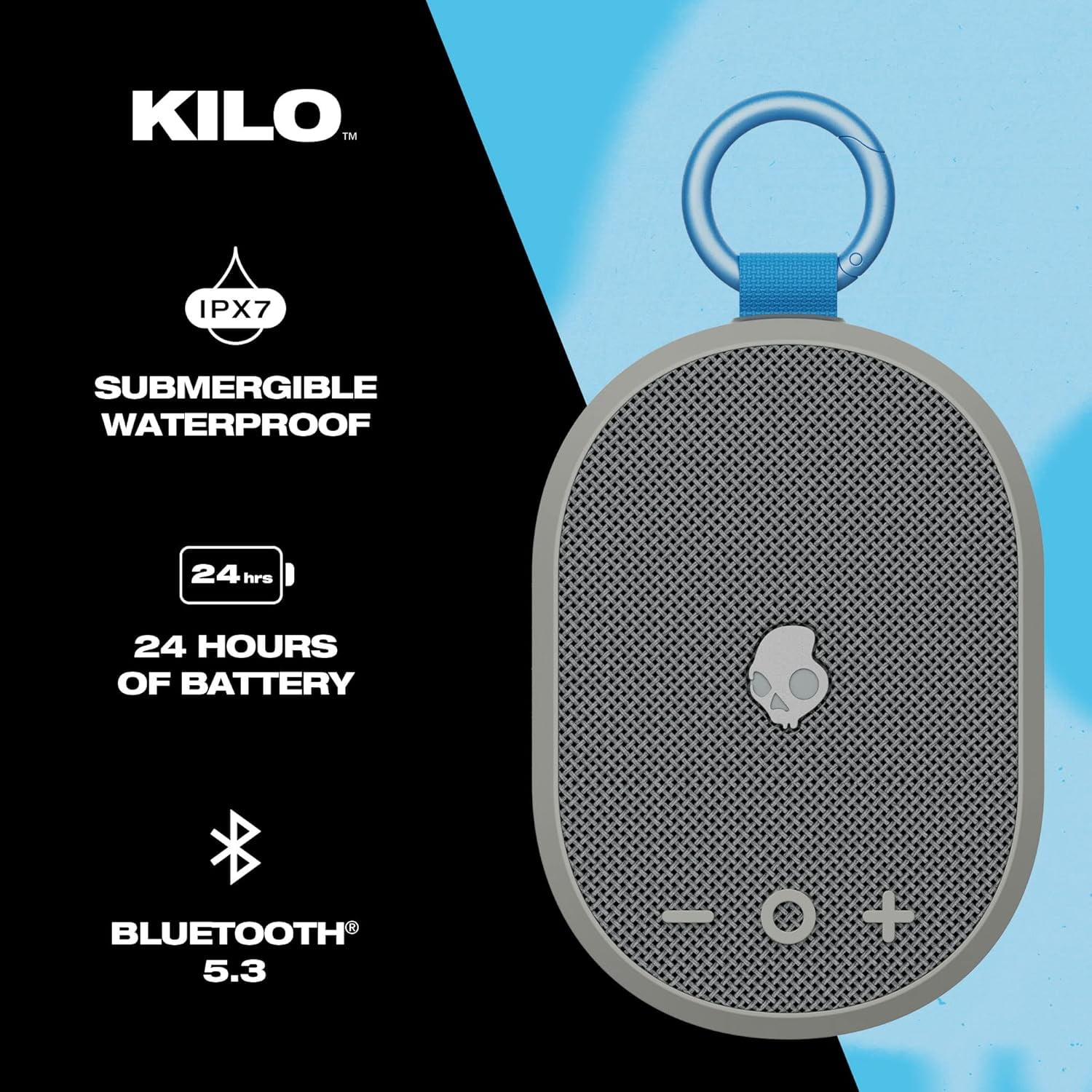 Skullcandy Kilo XT Bluetooth Speaker, IPX7 Waterproof, 24 Hour Battery, True Wireless Pairing, Outdoor Use