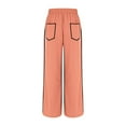 thumbnail image 4 of jtjvou Womens Baggy Wide Leg Pants Casual Fall Trousers Palazzo Pants Drawstring Waist Barrel Sweatpants with Pockets Orange S, 4 of 8